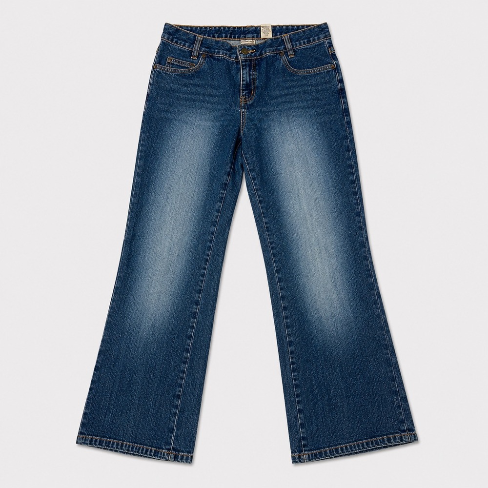 Ruff Hewn Womens 4 Blue Jeans Flare Bootcut Low Rise Y2K Distressed Wash